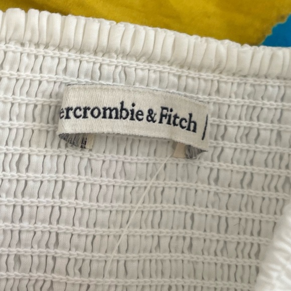 Abercrombie & Fitch White Dipped-Waist Smocked Midi Dress NWT Large - Picture 8 of 11